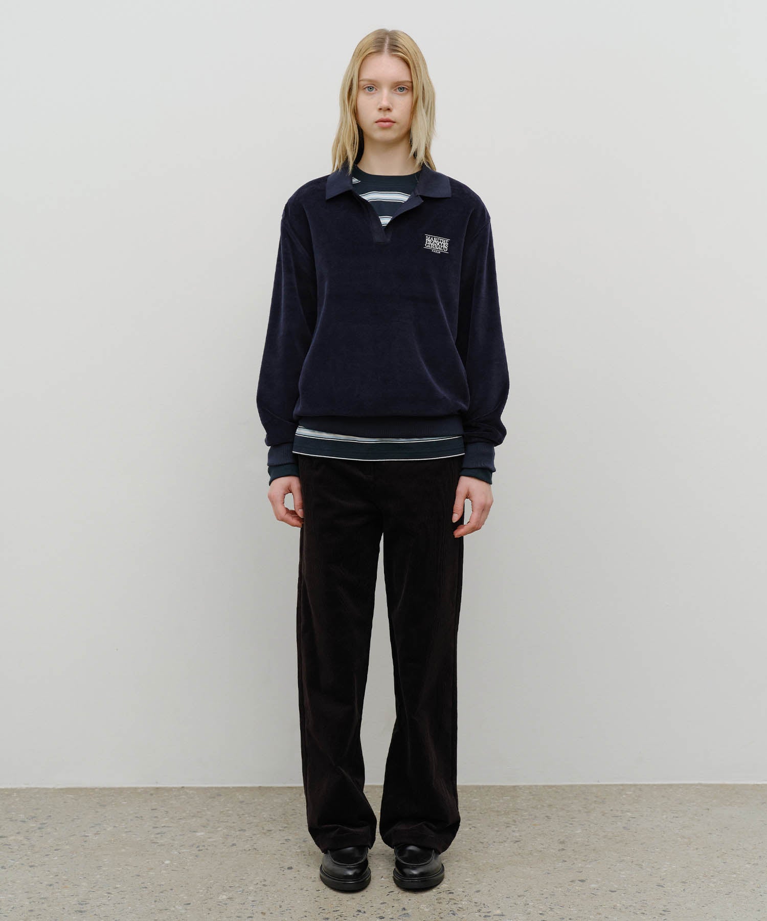 Marithe & Francois Girbaud - Classic Logo Collared Velour Sweatshirt (Navy) product image 5 | TRAB K-Fashion Australia