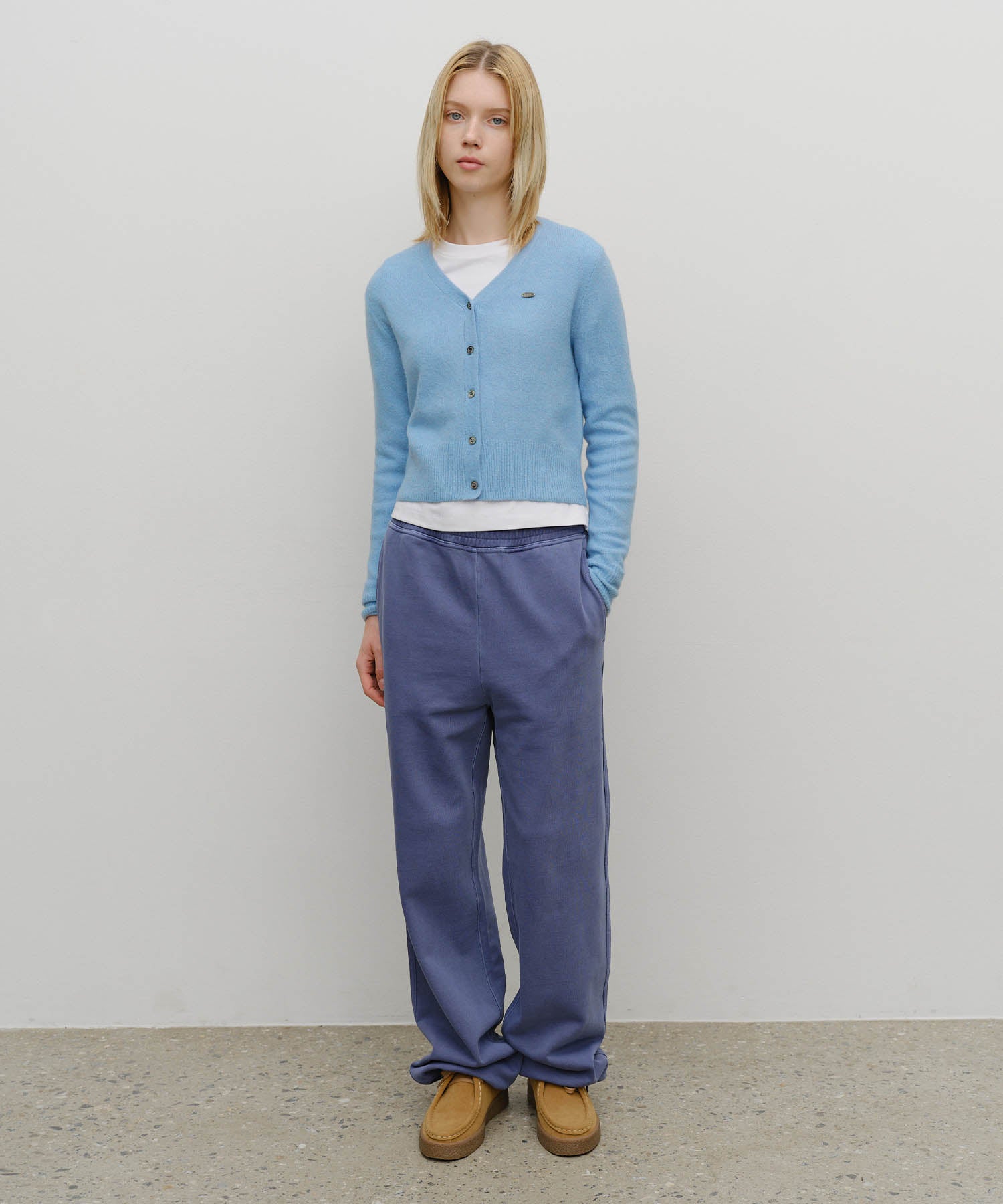 Marithe & Francois Girbaud - V-neck Crop Cardigan (Sky Blue) product image 5 | TRAB K-Fashion Australia