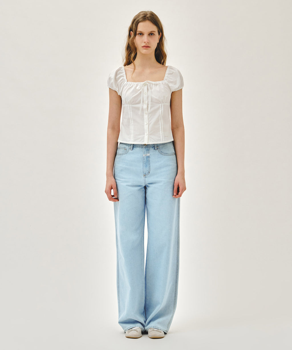 Marithe & Francois Girbaud - Cap Sleeve Ribbon Blouse (White) product image 5 | TRAB K-Fashion Australia