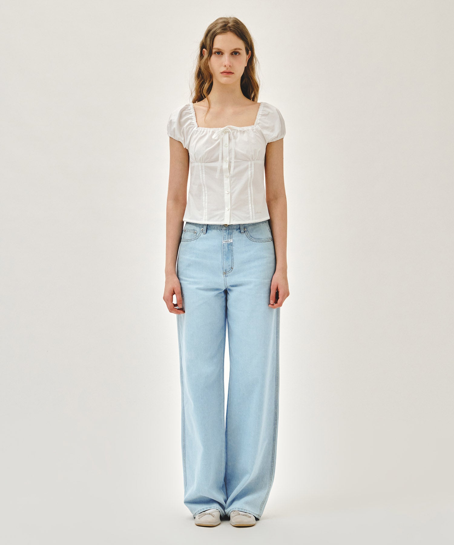 Marithe & Francois Girbaud - Cap Sleeve Ribbon Blouse (White) product image 5 | TRAB K-Fashion Australia