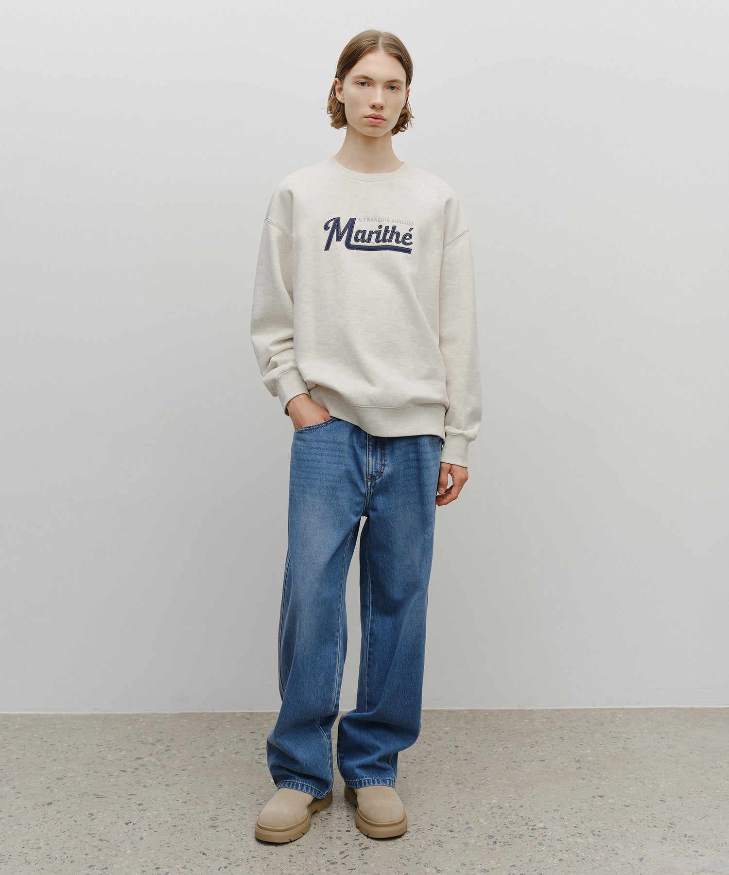 Marithe & Francois Girbaud - Applique Logo Oversized Sweatshirt (brushed) (Oatmeal) product image 5 | TRAB K-Fashion Australia