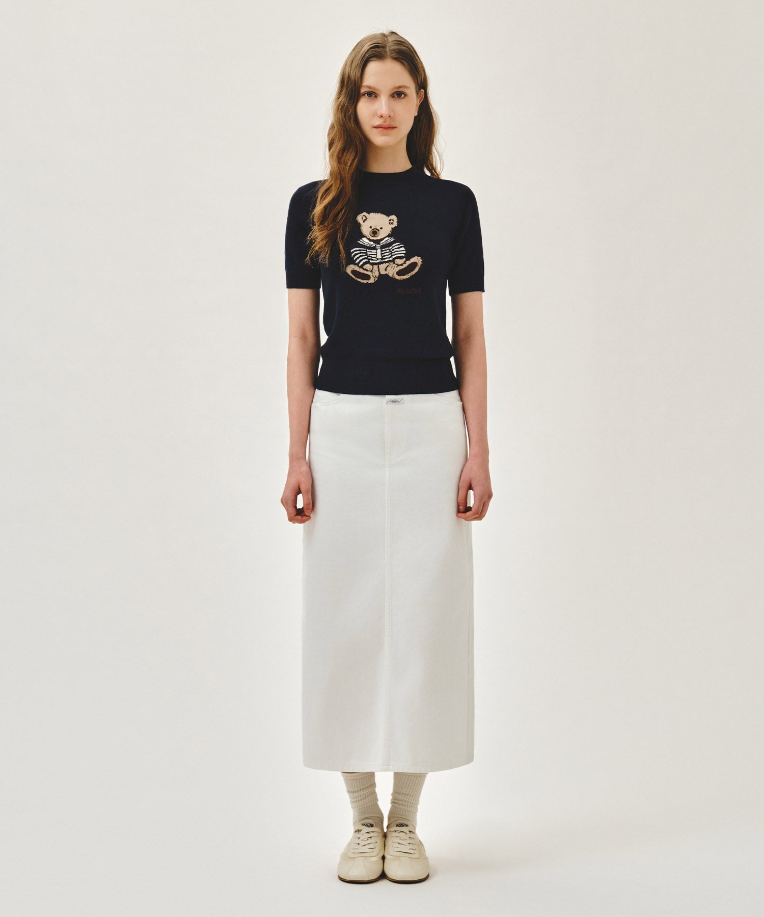 Marithe & Francois Girbaud - Doodle Bear Half Knit Pullover (Navy) product image 5 | TRAB K-Fashion Australia