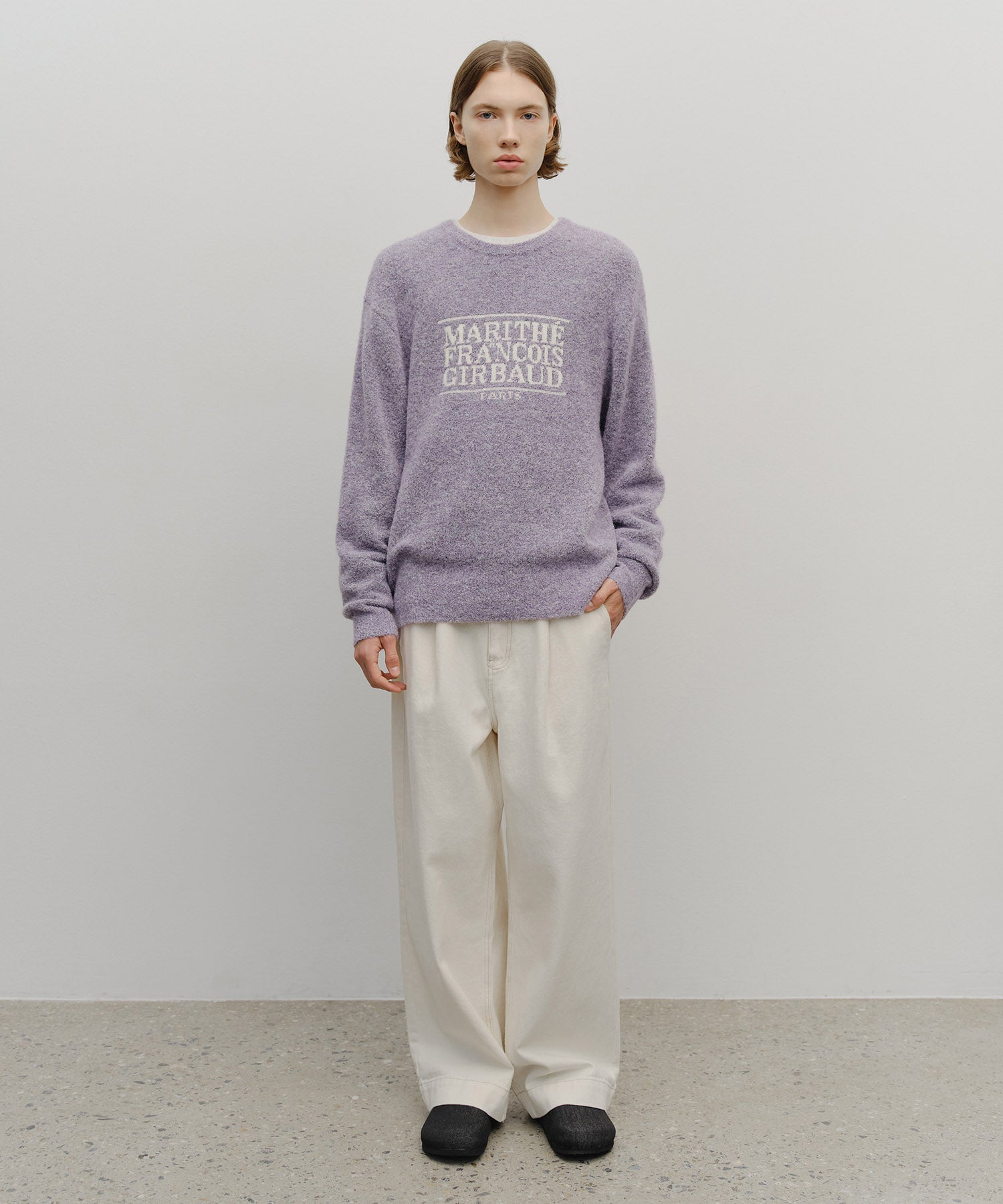Marithe & Francois Girbaud - Boucle Classic Logo Knit Pullover (Light Purple) product image 5 | TRAB K-Fashion Australia