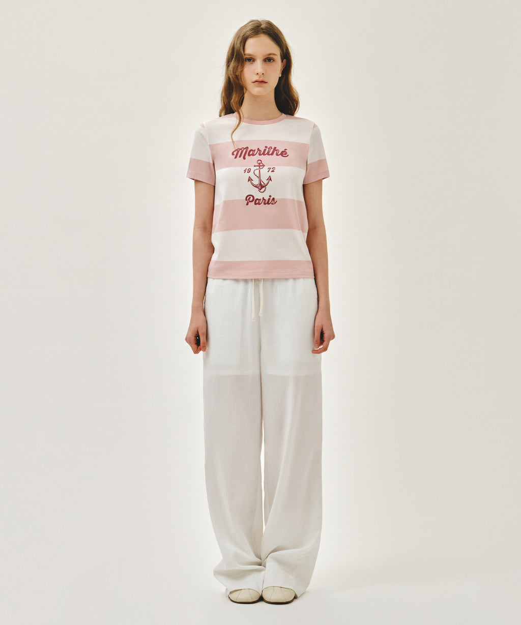Marithe & Francois Girbaud - Marine Graphic Stripe Tee (Pink) product image 5 | TRAB K-Fashion Australia
