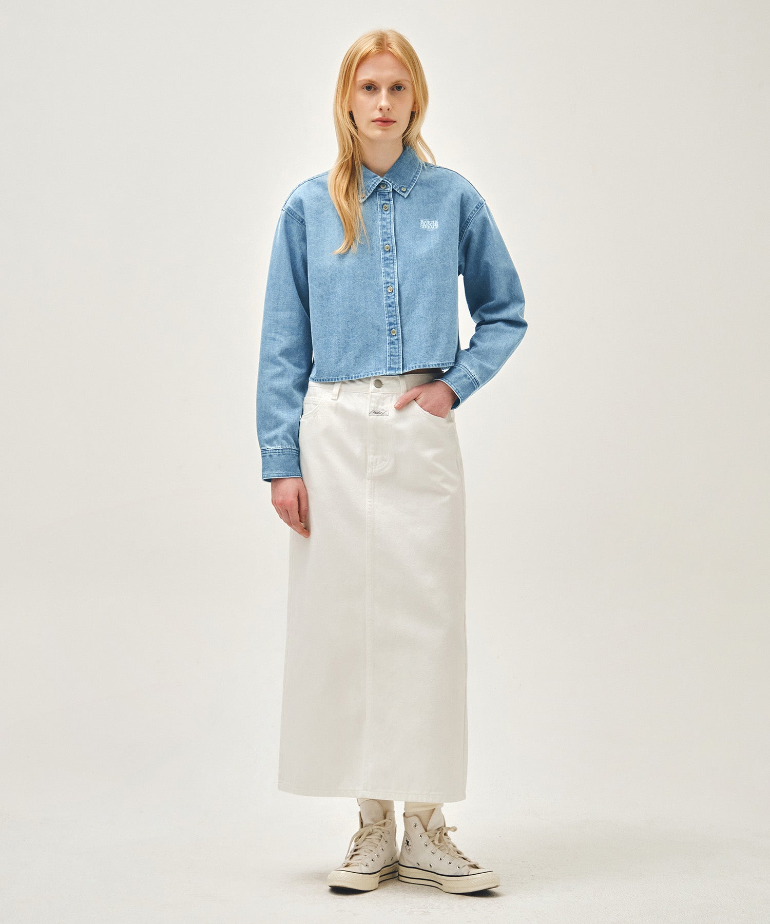 Marithe & Francois Girbaud - Crop Denim Shirt (Light Blue) product image 5 | TRAB K-Fashion Australia