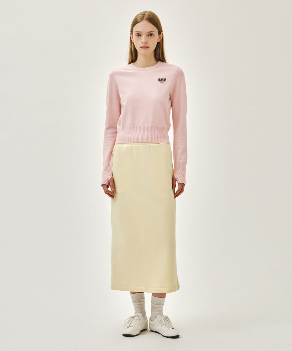 Marithe & Francois Girbaud - Small Classic Logo Crop Knit Pullover (Pink) product image 5 | TRAB K-Fashion Australia