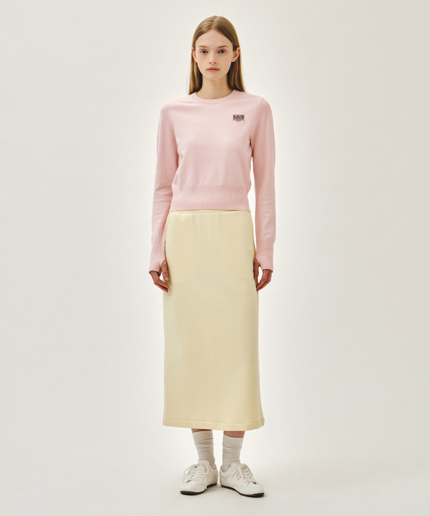 Marithe & Francois Girbaud - Small Classic Logo Crop Knit Pullover (Pink) product image 5 | TRAB K-Fashion Australia