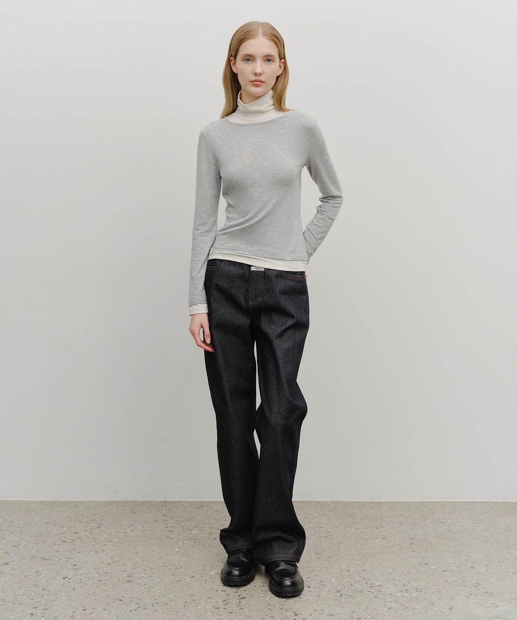 Marithe & Francois Girbaud - Layered Turtle Neck Long Sleeve (Heather Gray) product image 5 | TRAB K-Fashion Australia