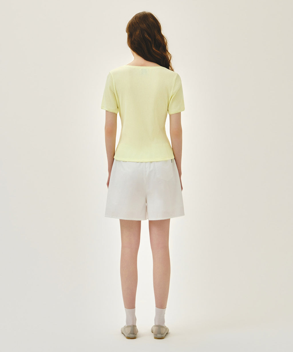 Marithe & Francois Girbaud - Lace Hem Shorts (White) product image 7 | TRAB K-Fashion Australia