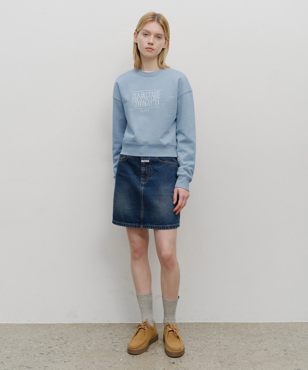 Marithe & Francois Girbaud - Classic Logo Crop Sweatshirt (Sky Blue) product image 5 | TRAB K-Fashion Australia