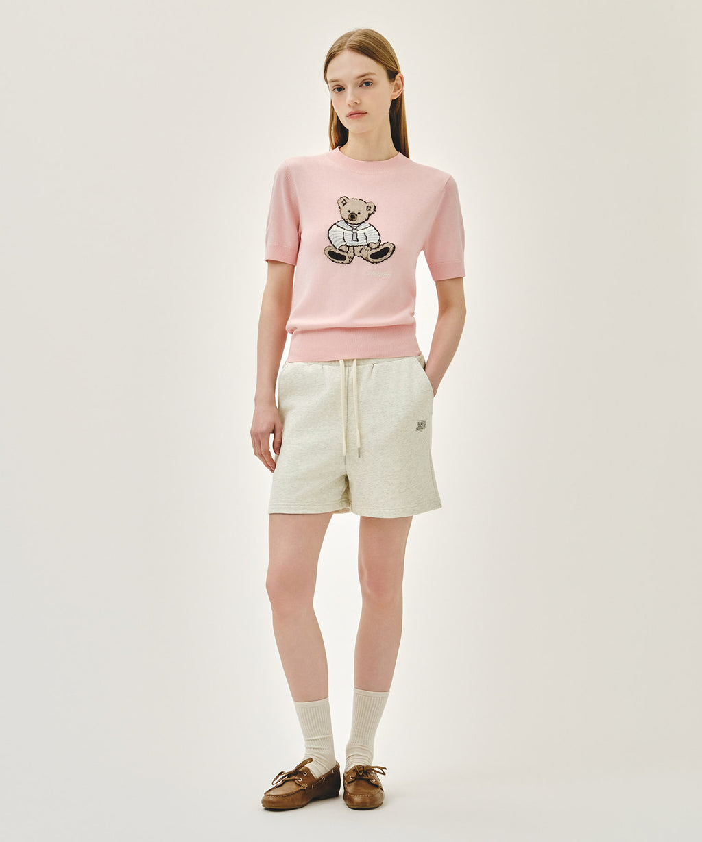 Marithe & Francois Girbaud - Doodle Bear Half Knit Pullover (Light Pink) product image 5 | TRAB K-Fashion Australia