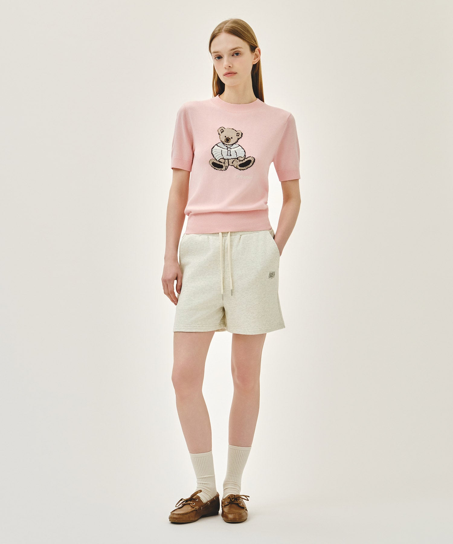 Marithe & Francois Girbaud - Doodle Bear Half Knit Pullover (Light Pink) product image 5 | TRAB K-Fashion Australia