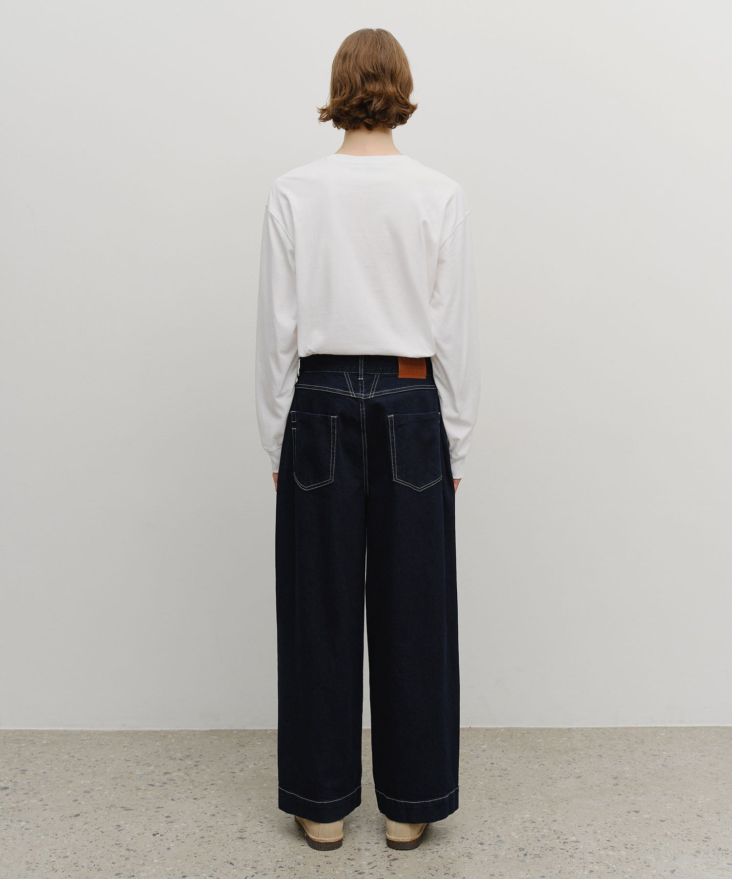 Marithe & Francois Girbaud - Low-waist Tuck Wide Denim Pants (Dark Blue) product image 5 | TRAB K-Fashion Australia