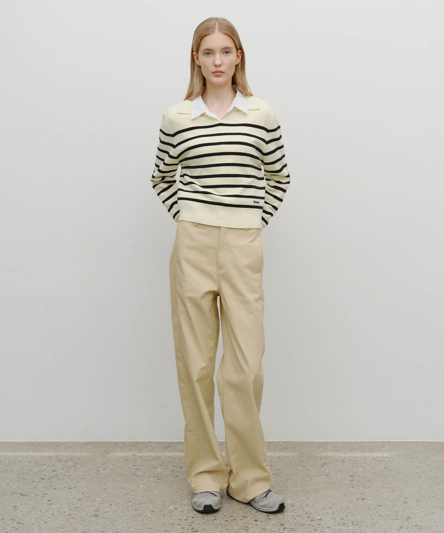Marithe & Francois Girbaud - Stripe Polo Knit (Ivory) product image 5 | TRAB K-Fashion Australia
