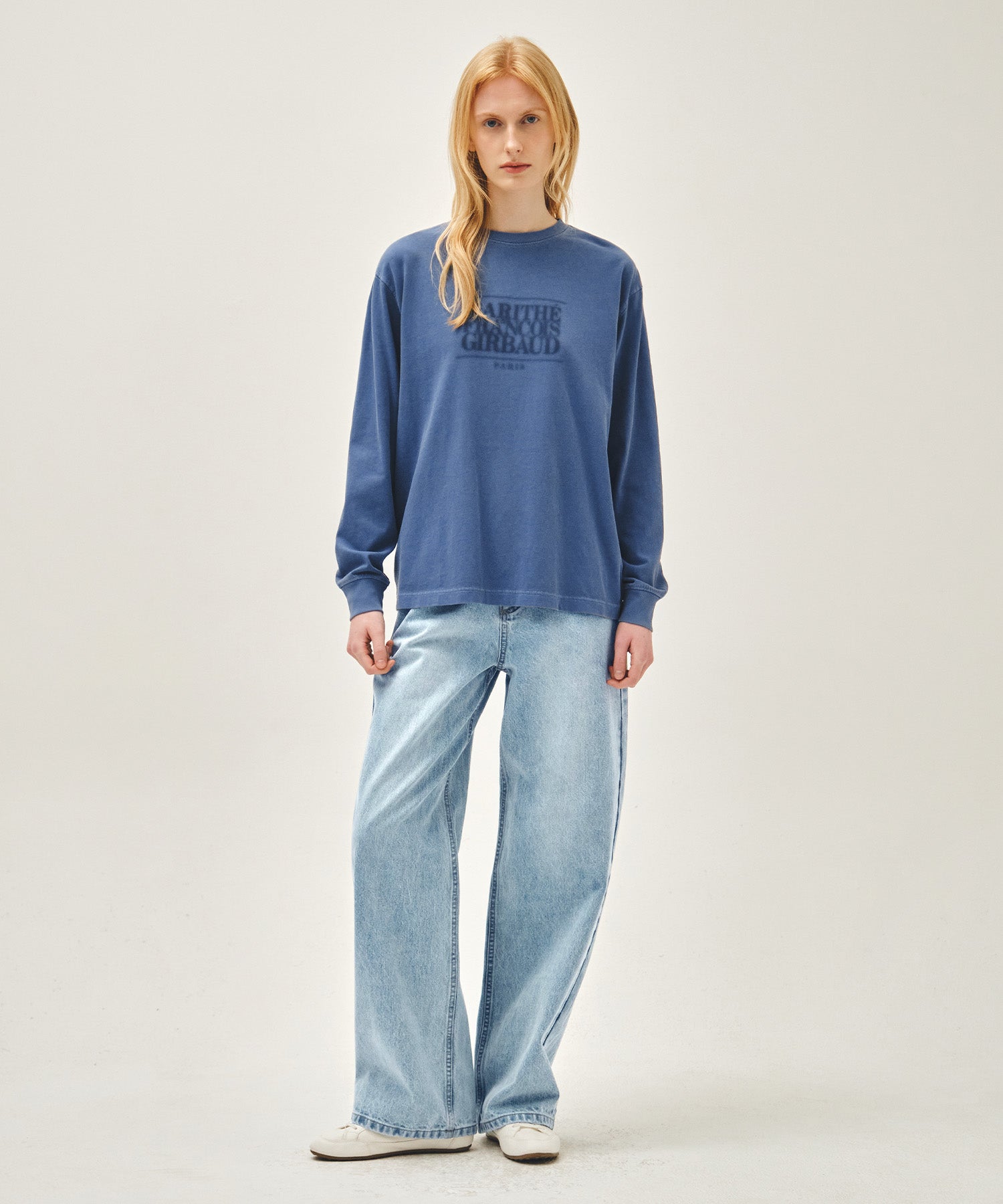 Marithe & Francois Girbaud - Shadow Classic Logo Dyeing Long Sleeve Tee (Blue) product image 5 | TRAB K-Fashion Australia