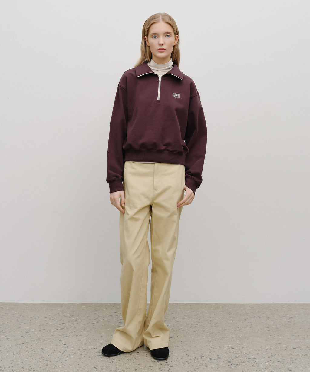 Marithe & Francois Girbaud - Classic Logo Half Zipup Crop Sweatshirt (Brown) product image 5 | TRAB K-Fashion Australia