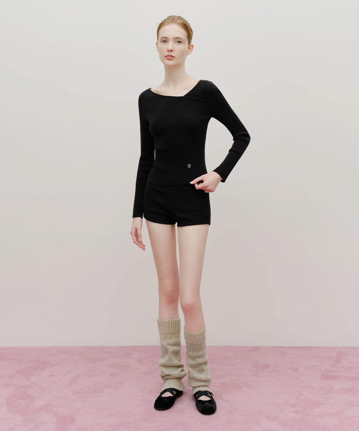 Marithe & Francois Girbaud - Circle Logo Neck Point Knit (Black) product image 5 | TRAB K-Fashion Australia