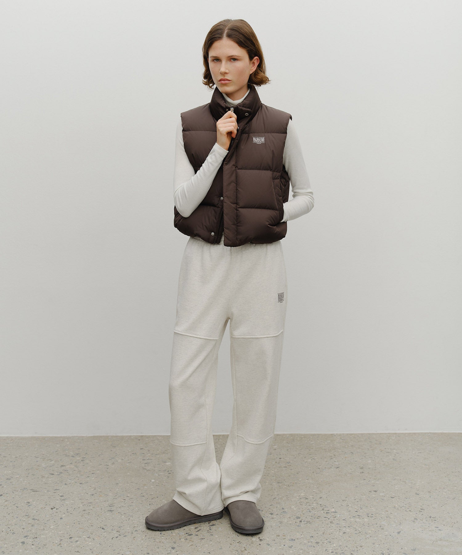 Marithe & Francois Girbaud - Classic Logo Crop Down Vest (Dark Brown) product image 5 | TRAB K-Fashion Australia