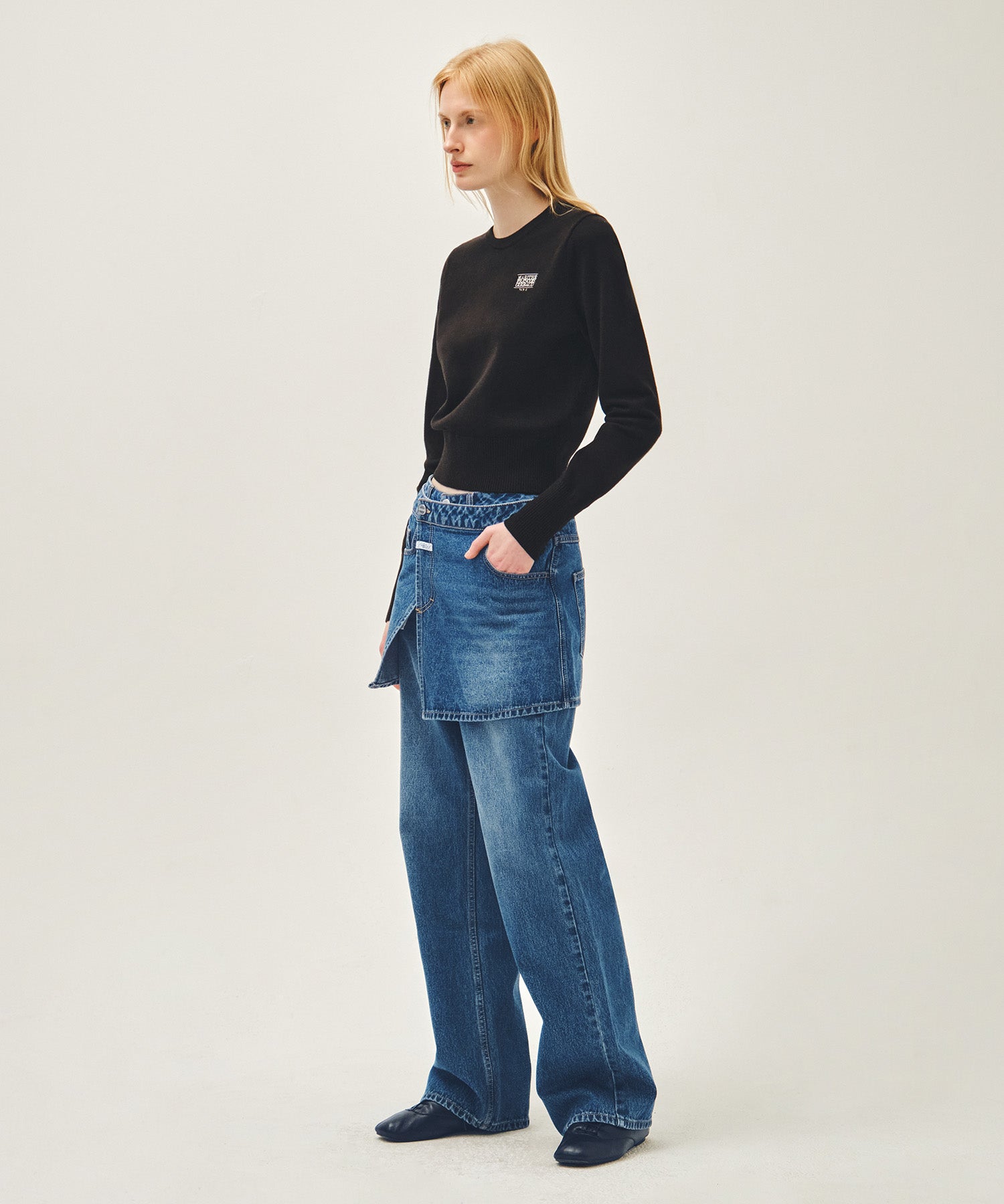 Marithe & Francois Girbaud - Layered Skirt Denim Pants (Blue) product image 7 | TRAB K-Fashion Australia