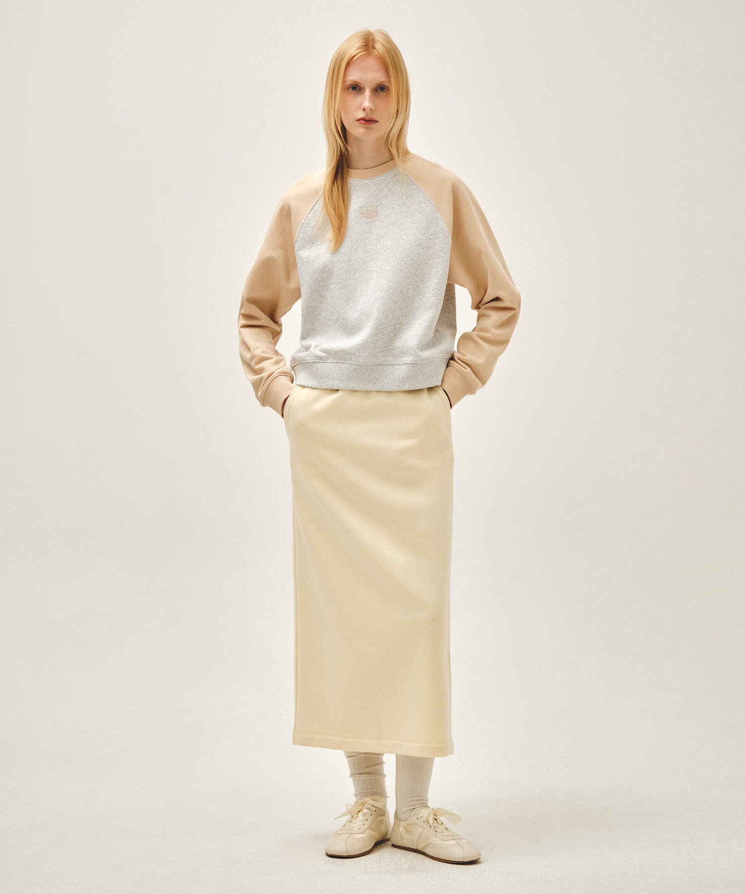 Marithe & Francois Girbaud - Block Classic Logo Raglan Crop Sweatshirt (Coral Pink) product image 5 | TRAB K-Fashion Australia