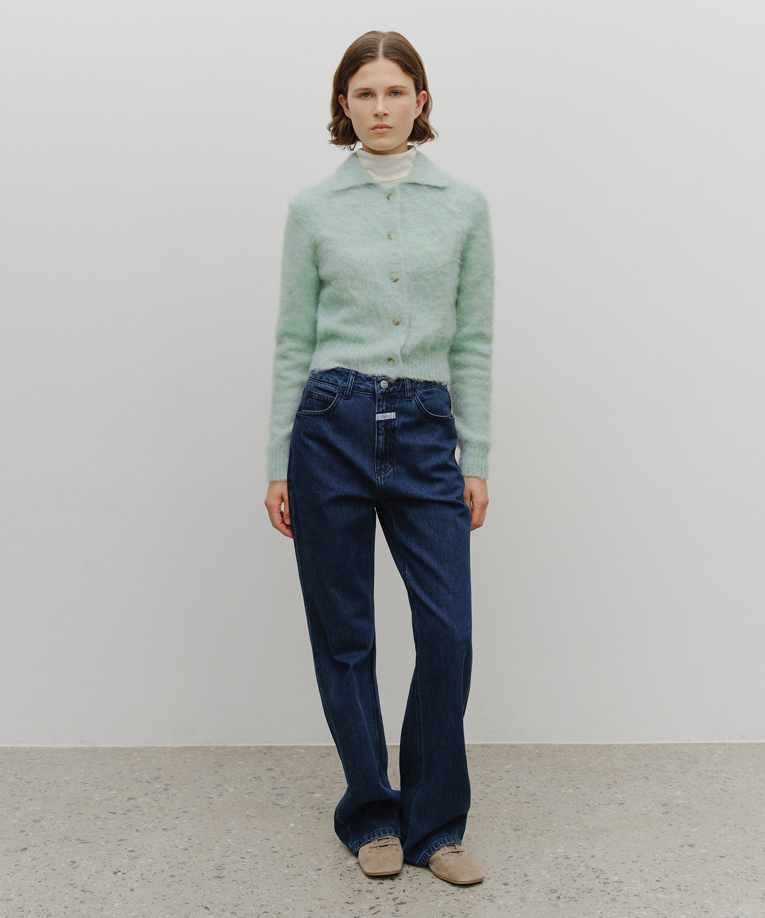 Marithe & Francois Girbaud - Hairy Collar Cardigan (Mint) product image 8 | TRAB K-Fashion Australia