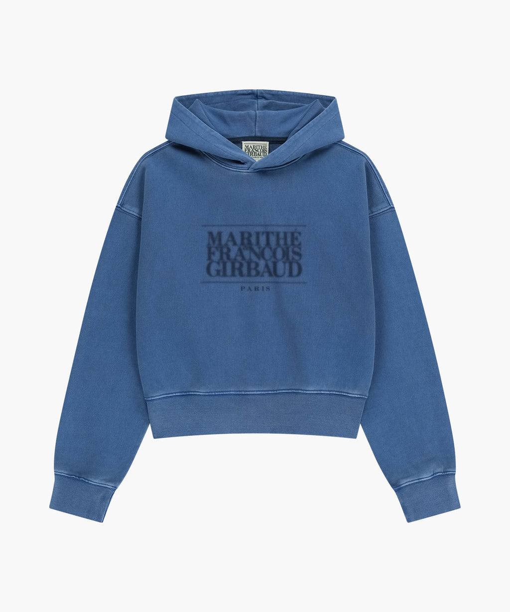 Marithe & Francois Girbaud - Shadow Classic Logo Dyeing Crop Hoodie (Blue) product image 5 | TRAB K-Fashion Australia