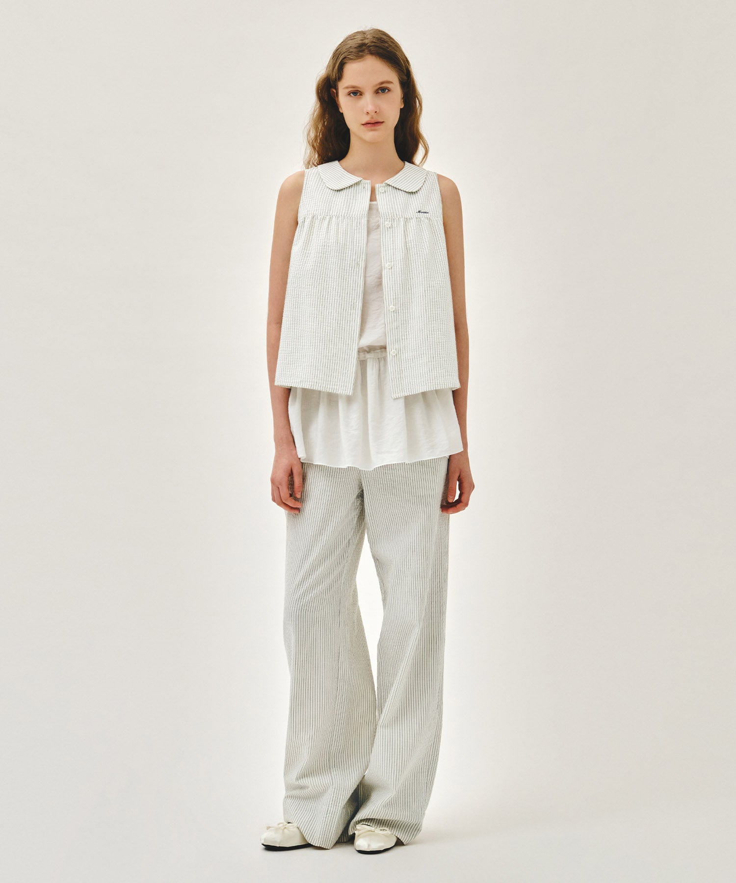 Marithe & Francois Girbaud - Round Collar Sleeveless Blouse (Ivory) product image 8 | TRAB K-Fashion Australia
