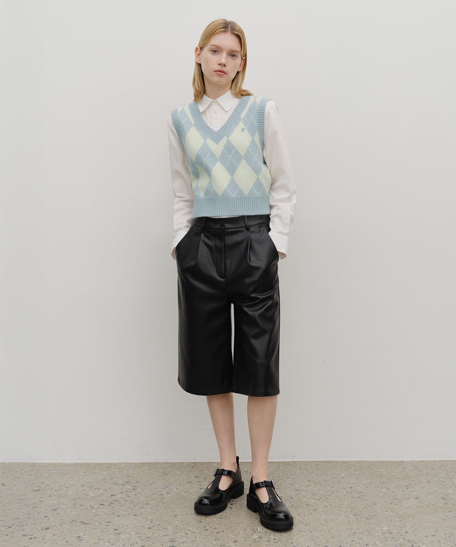 Marithe & Francois Girbaud - Argyle V-neck Knit Vest (Sky Blue) product image 5 | TRAB K-Fashion Australia