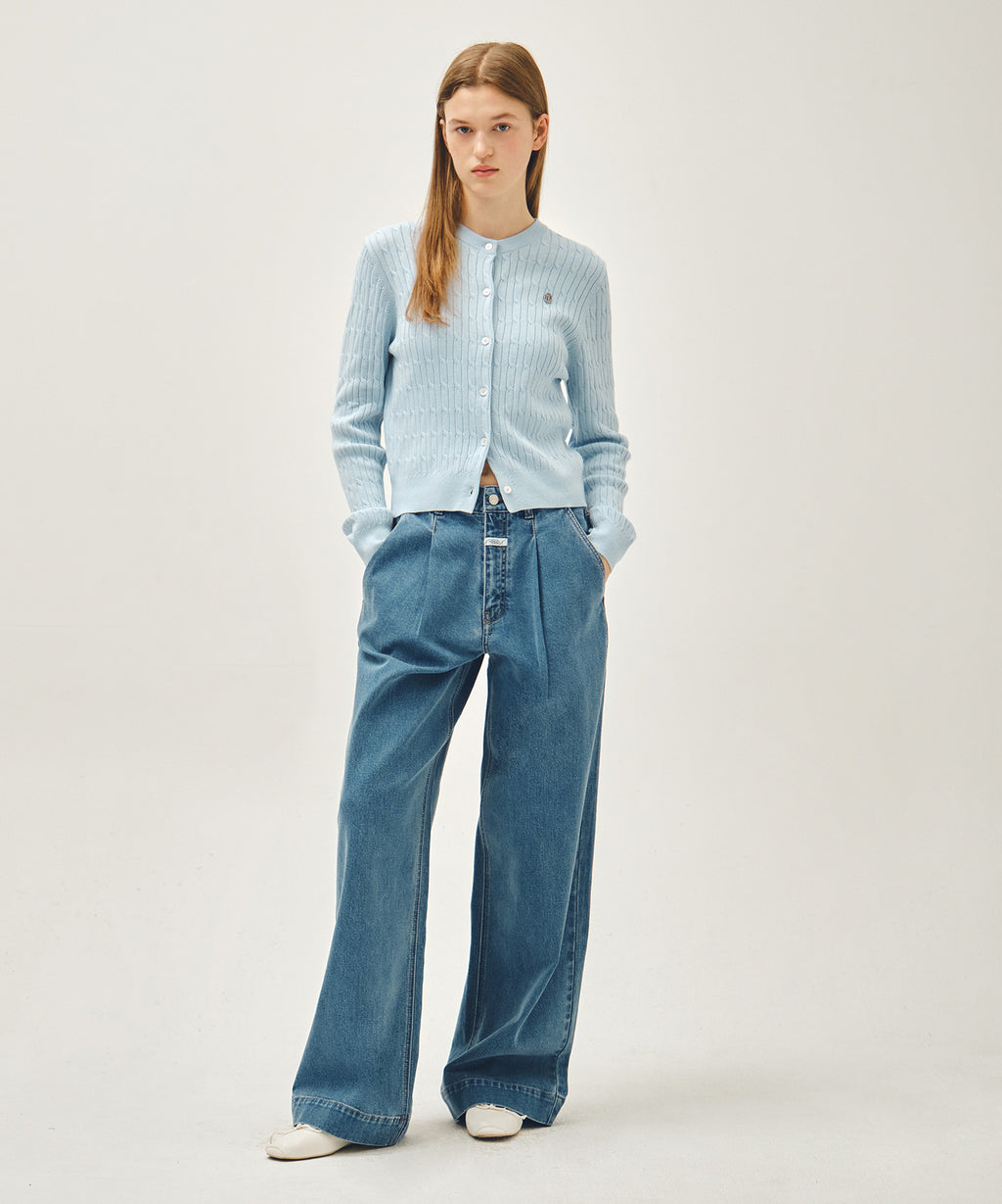 Marithe & Francois Girbaud - Cable Knit Cardigan (Sky Blue) product image 4 | TRAB K-Fashion Australia