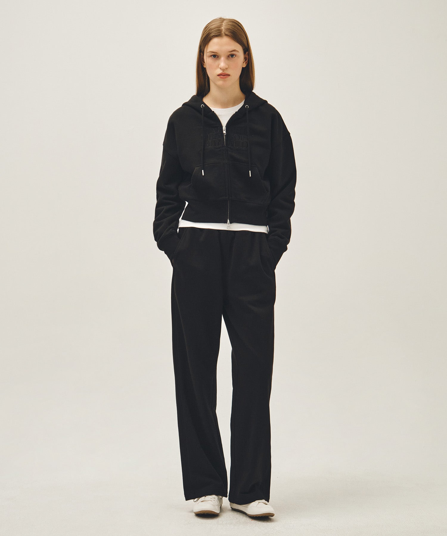 Marithe & Francois Girbaud - Classic Logo Crop Hoodie Zipup (Black Black) product image 5 | TRAB K-Fashion Australia