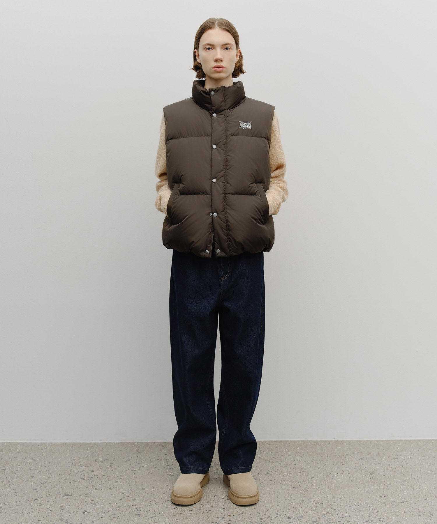 Marithe & Francois Girbaud - Classic Logo Down Vest (Dark Brown) product image 9 | TRAB K-Fashion Australia