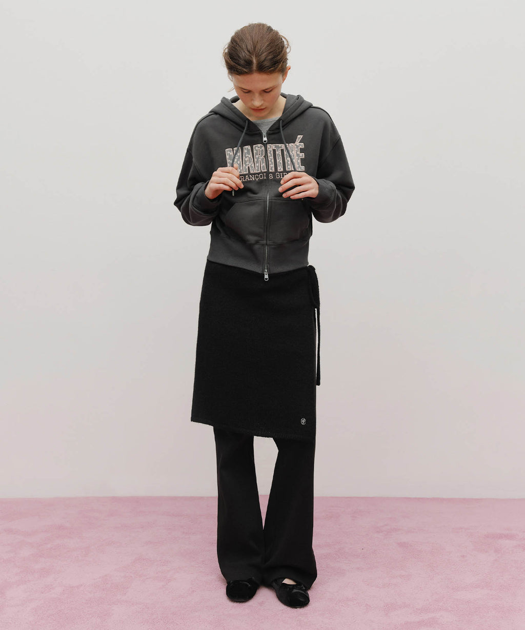 Marithe & Francois Girbaud - Lace Applique Crop Hoodie Zipup (Charcoal) product image 5 | TRAB K-Fashion Australia