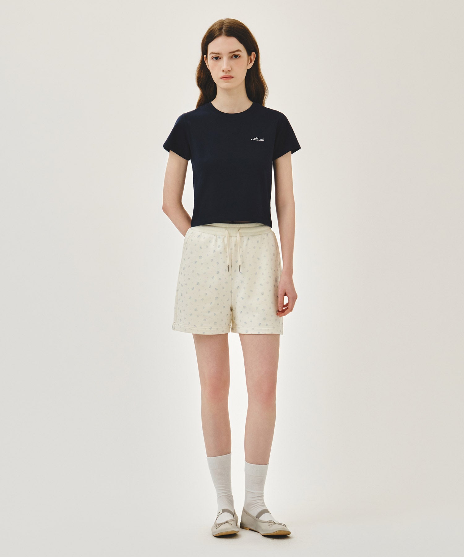 Marithe & Francois Girbaud - Small Lettering Slim Crop Tee (Navy) product image 5 | TRAB K-Fashion Australia