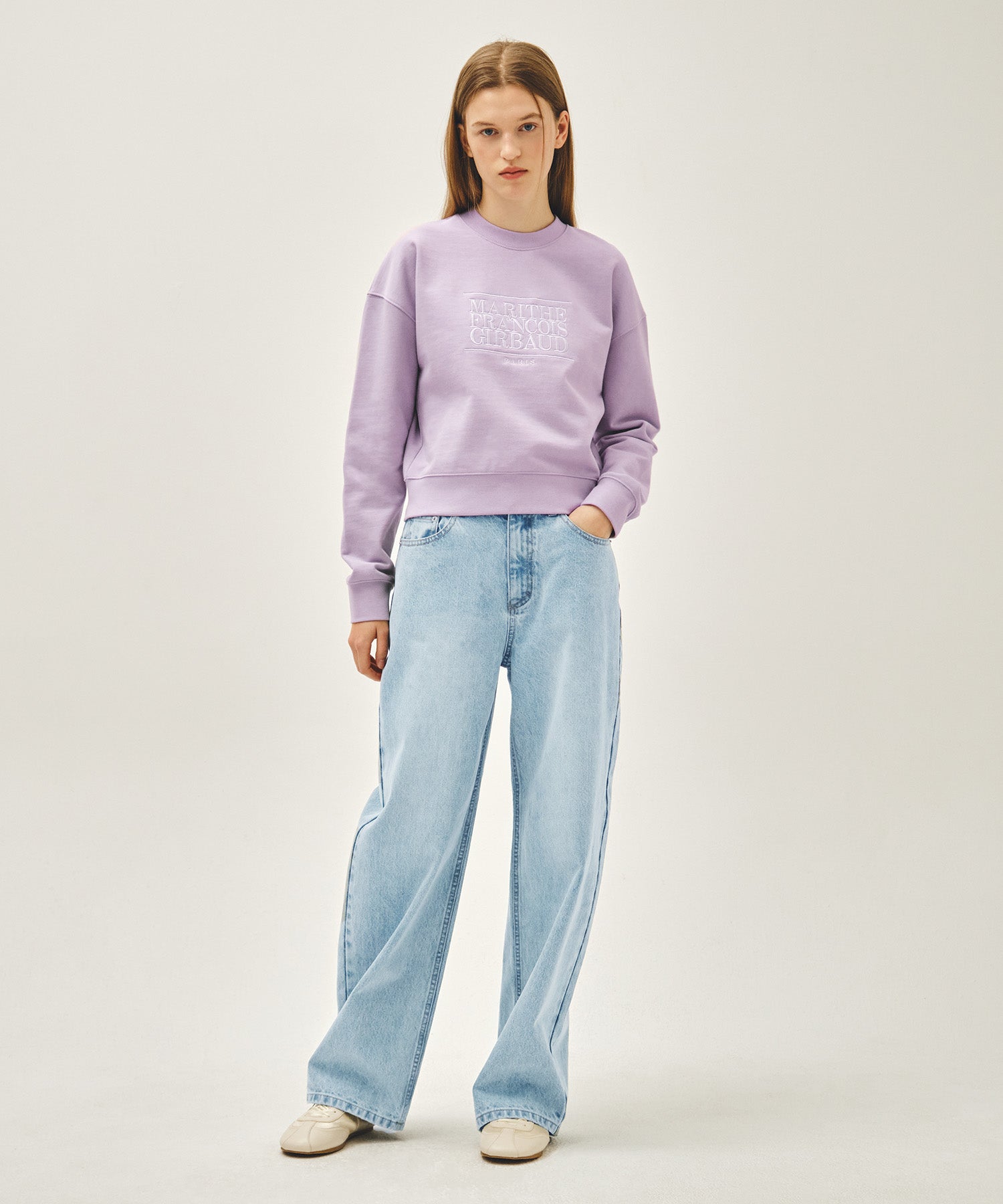 Marithe & Francois Girbaud - Classic Logo Crop Sweatshirt (Lavender) product image 5 | TRAB K-Fashion Australia