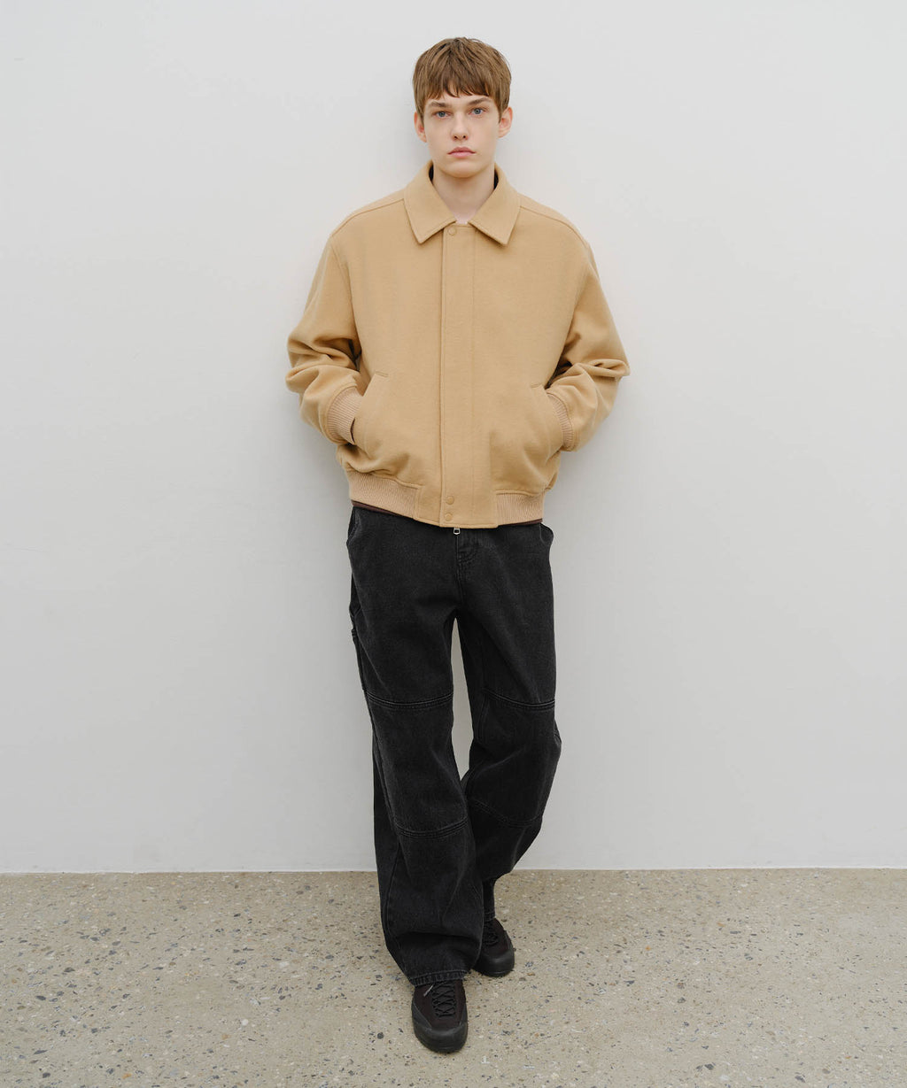 Marithe & Francois Girbaud - Wool Collar Varsity Jacket (Beige) product image 5 | TRAB K-Fashion Australia