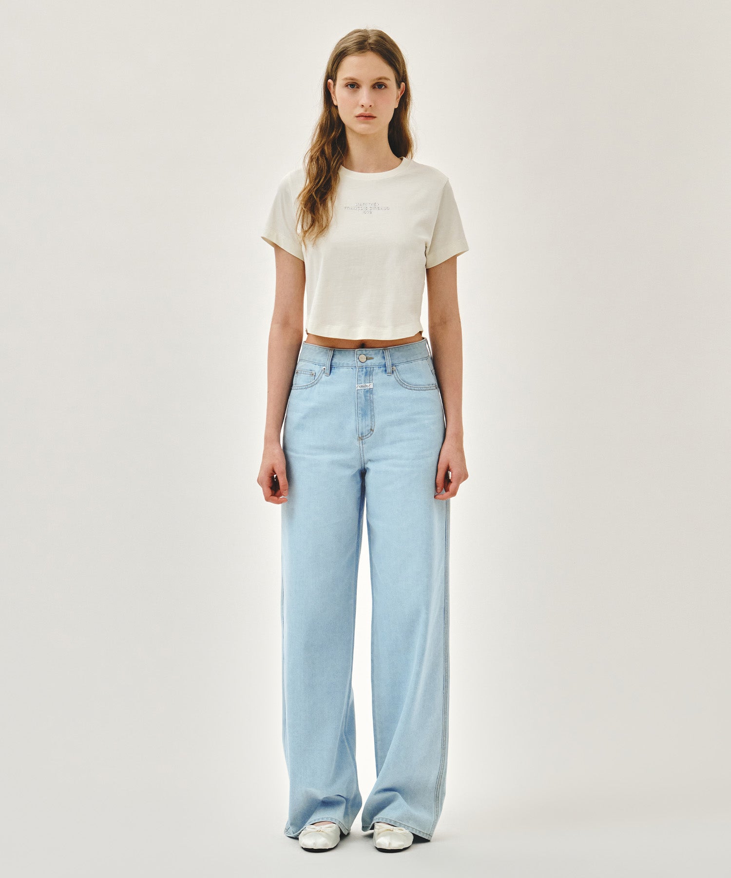 Marithe & Francois Girbaud - Silver Lettering Crop Tee (Ivory) product image 5 | TRAB K-Fashion Australia
