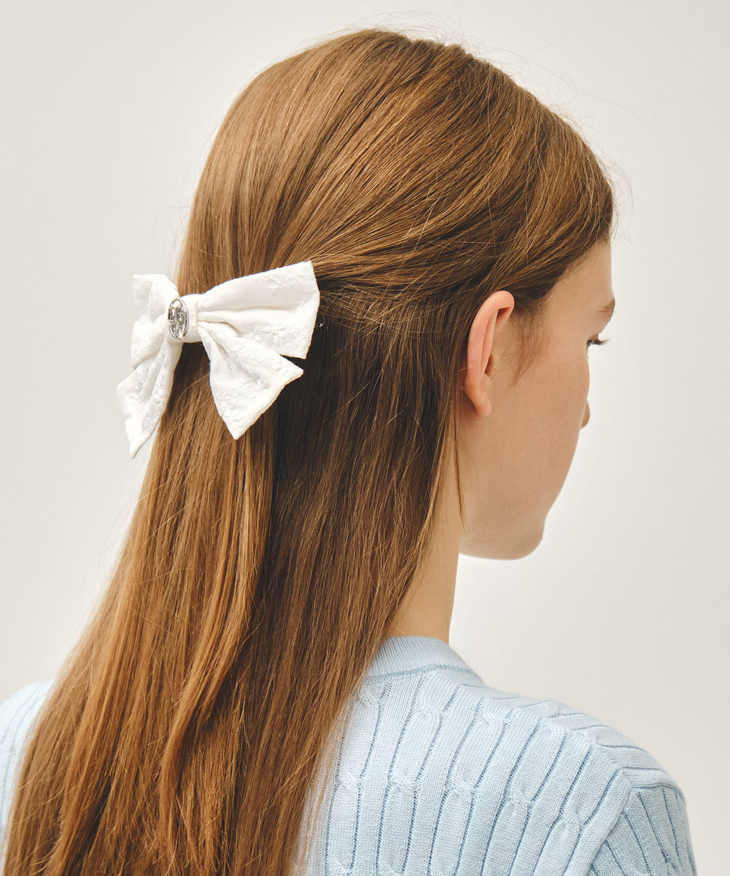 Marithe & Francois Girbaud - Circle Logo Ribbon Hair Pin (White) product image 5 | TRAB K-Fashion Australia
