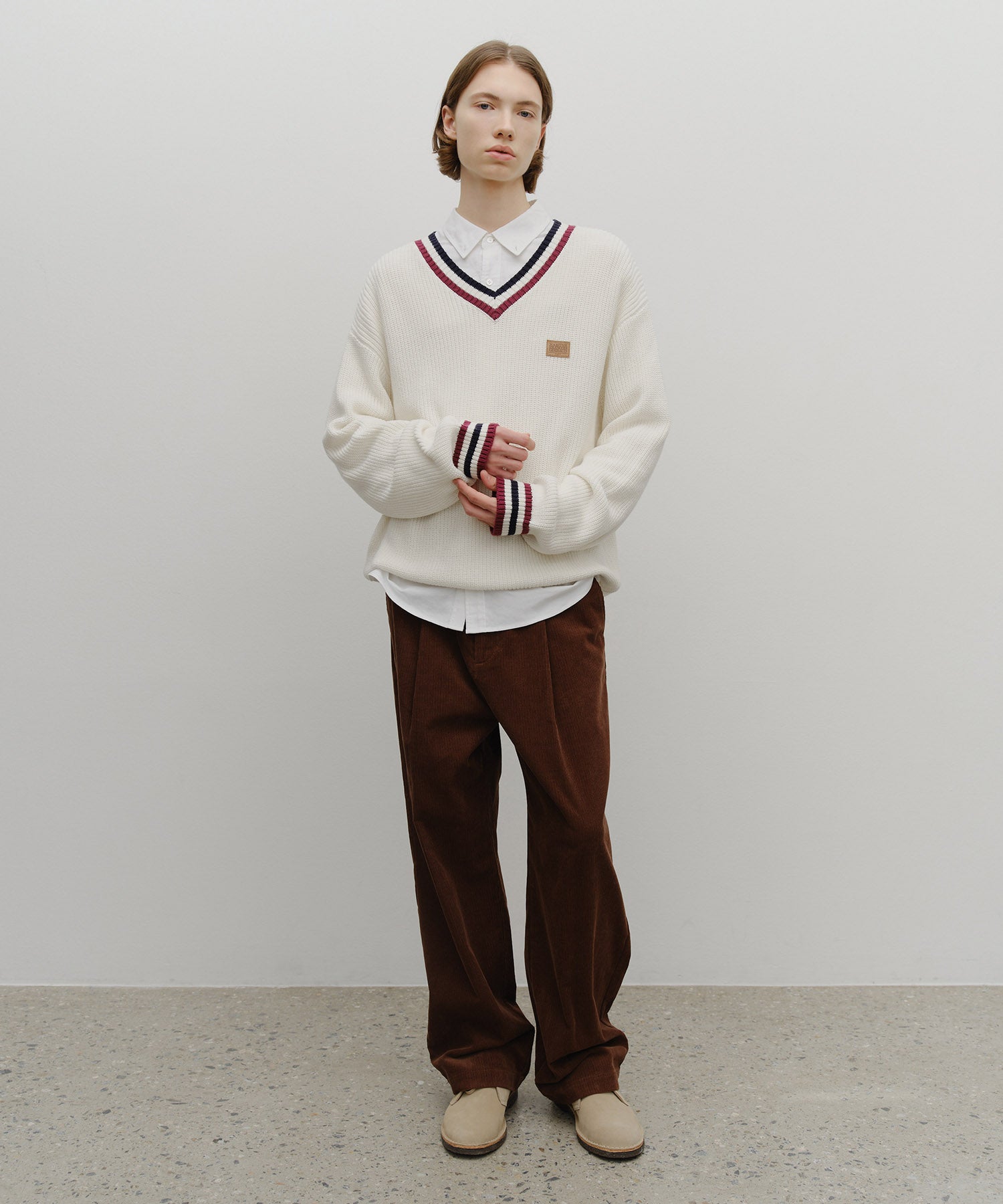 Marithe & Francois Girbaud - V Neck Knit Pullover (Ivory) product image 5 | TRAB K-Fashion Australia