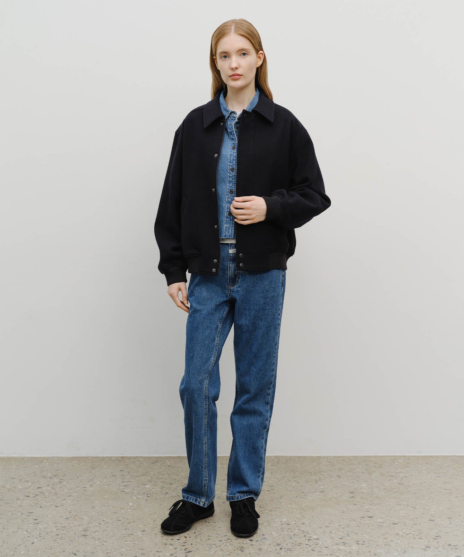 Marithe & Francois Girbaud - Wool Collar Varsity Jacket (Navy) product image 5 | TRAB K-Fashion Australia