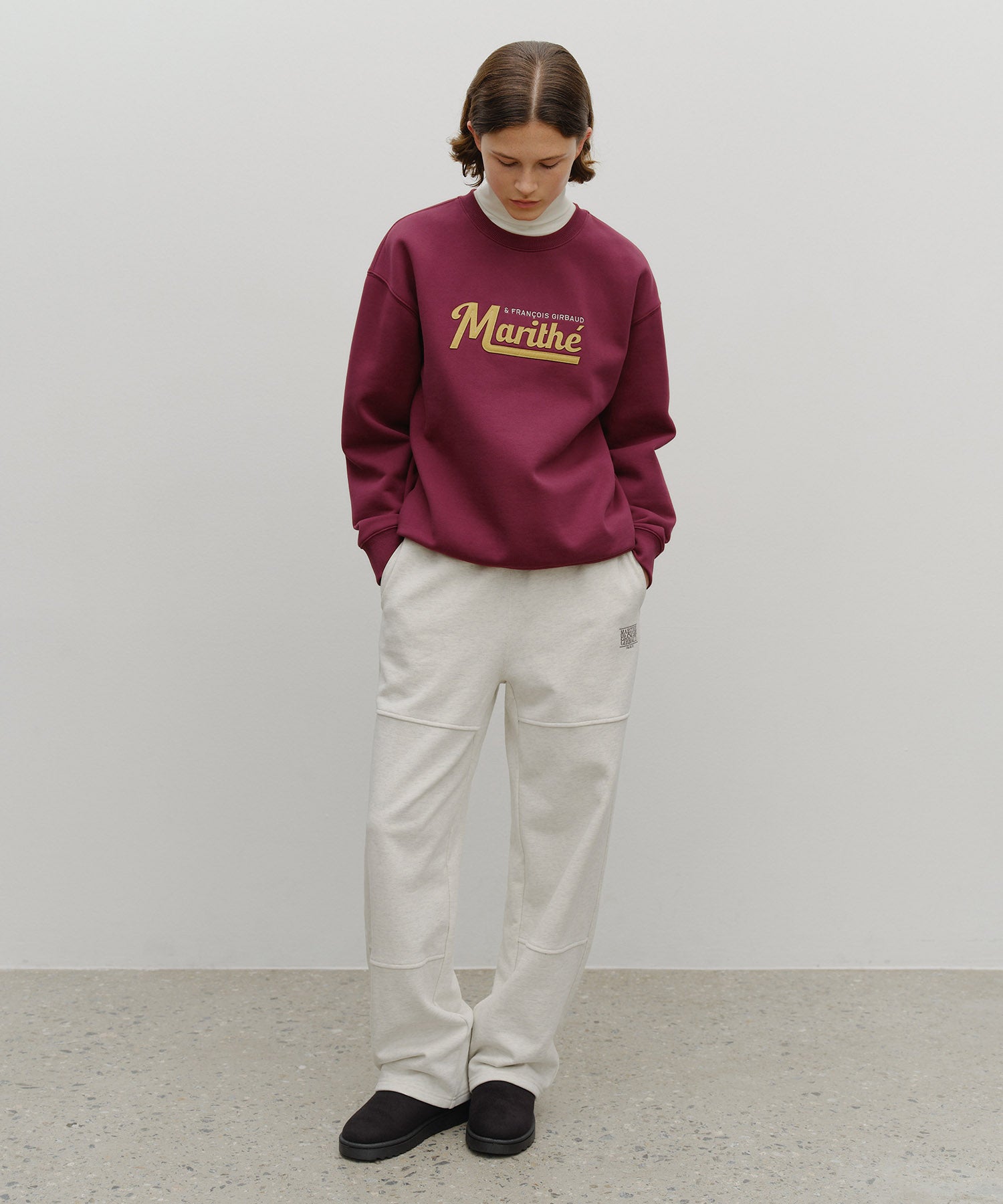 Marithe & Francois Girbaud - Applique Logo Oversized Sweatshirt (brushed) (Burgundy) product image 5 | TRAB K-Fashion Australia