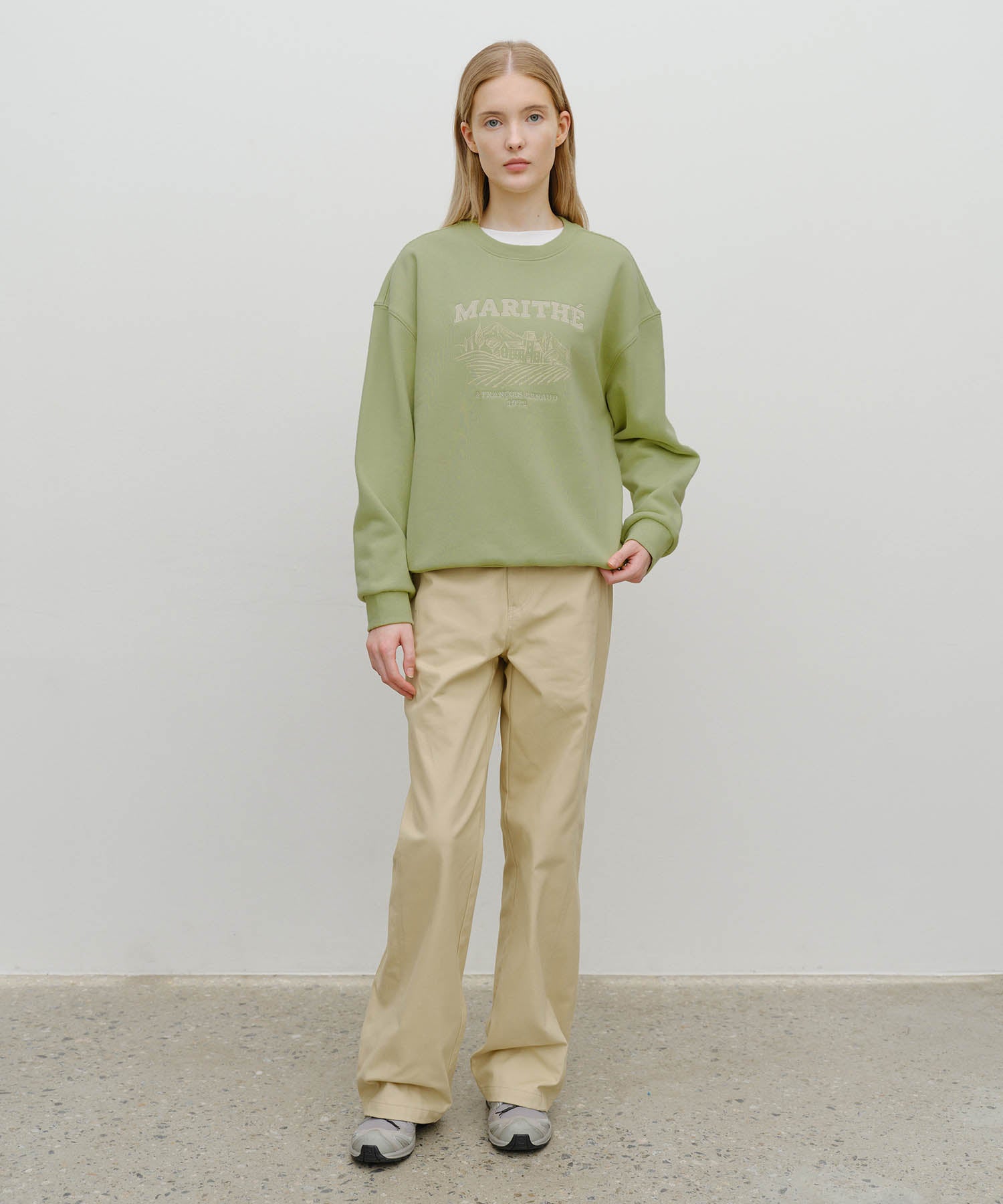 Marithe & Francois Girbaud - Winery Applique Logo Over Fit Sweatshirt (Olive) product image 5 | TRAB K-Fashion Australia