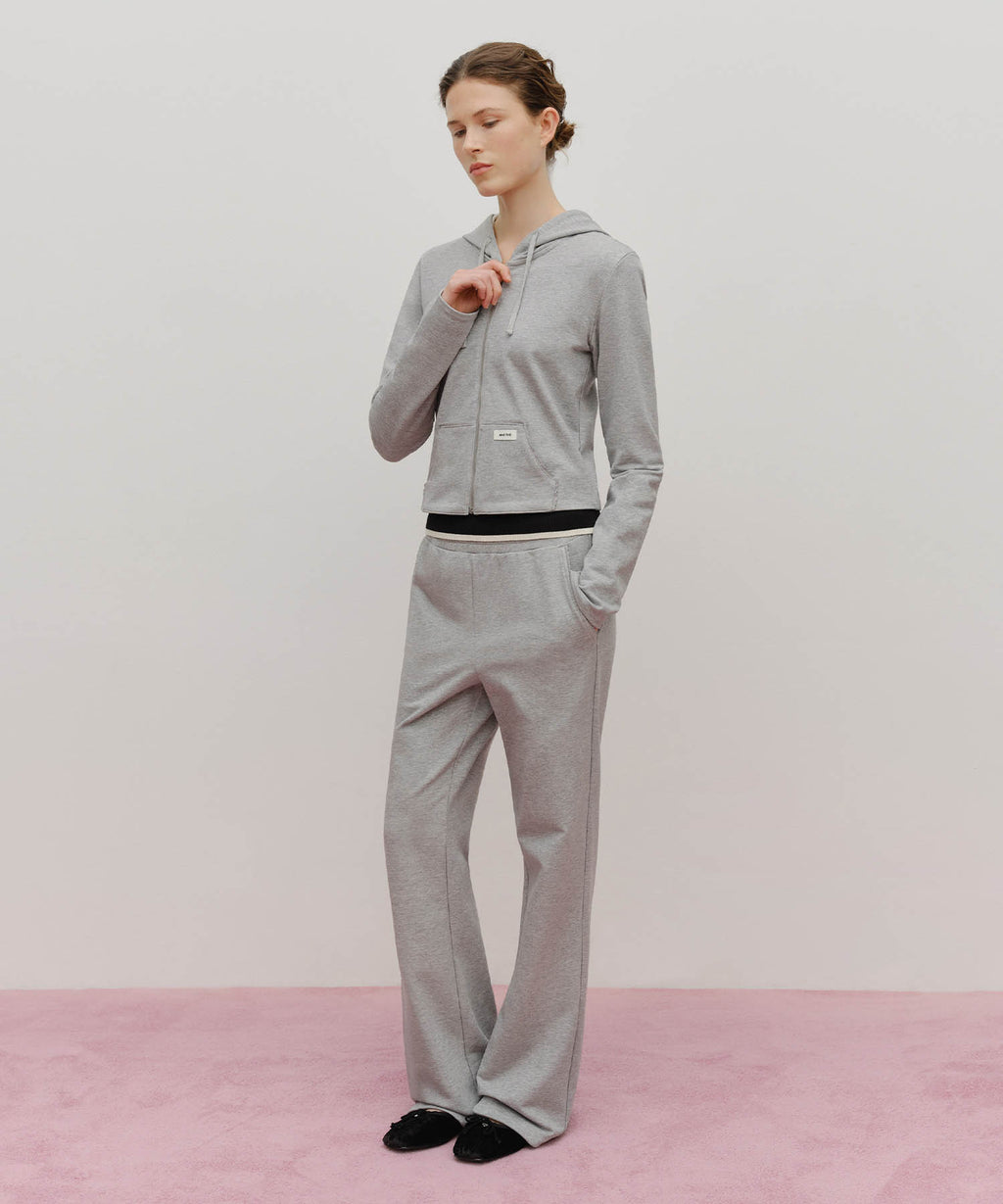 Marithe & Francois Girbaud - Slim Fit Crop Hoodie Zipup (Heather Gray) product image 5 | TRAB K-Fashion Australia