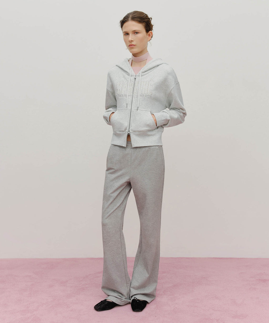 Marithe & Francois Girbaud - Lace Applique Crop Hoodie Zipup (Light Heather Gray) product image 5 | TRAB K-Fashion Australia