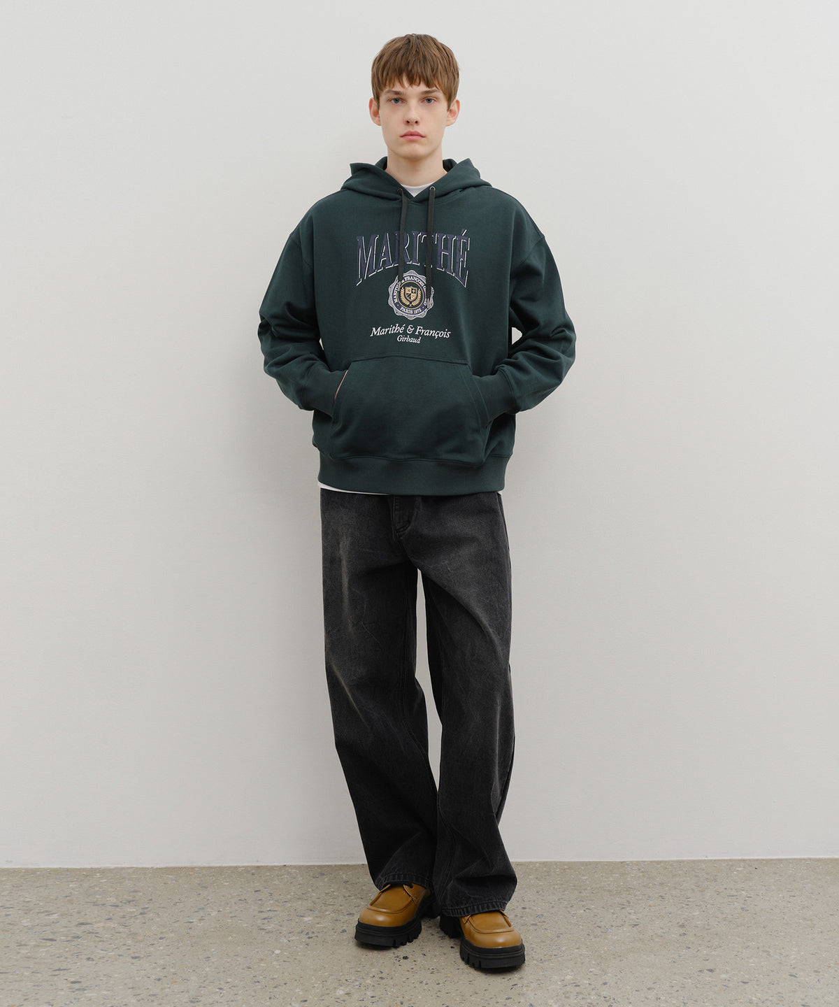 Marithe & Francois Girbaud - Crest Crack Logo Oversized Hoodie (Dark Green) product image 5 | TRAB K-Fashion Australia