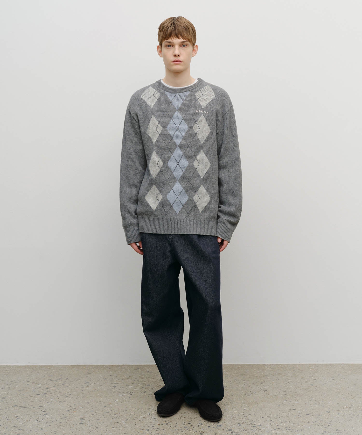 Marithe & Francois Girbaud - Argyle Jqd Knit Pullover (Heather Gray) product image 5 | TRAB K-Fashion Australia