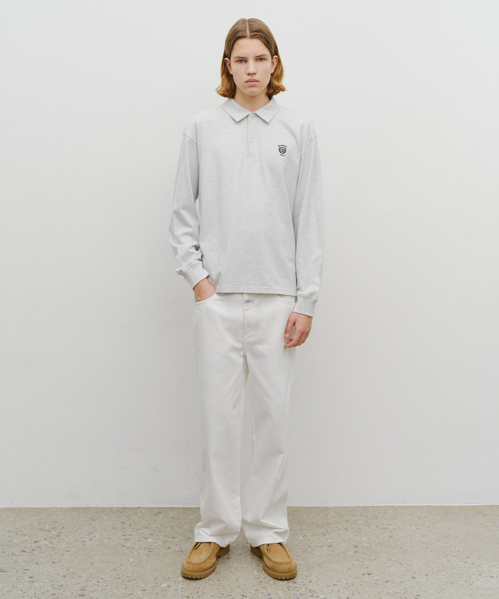 Marithe & Francois Girbaud - Crest Logo Jersey Polo Long Sleeve (Light Heather Gray) product image 5 | TRAB K-Fashion Australia