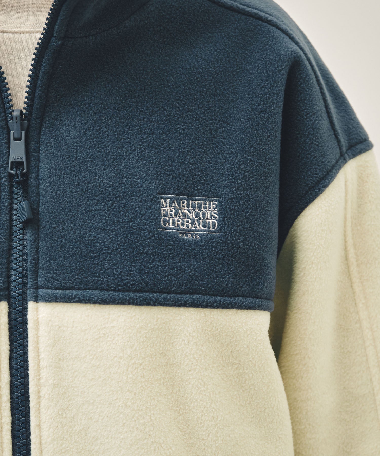 Marithe & Francois Girbaud - Classic Logo Reversible Fleece Jacket (Cream) product image 5 | TRAB K-Fashion Australia