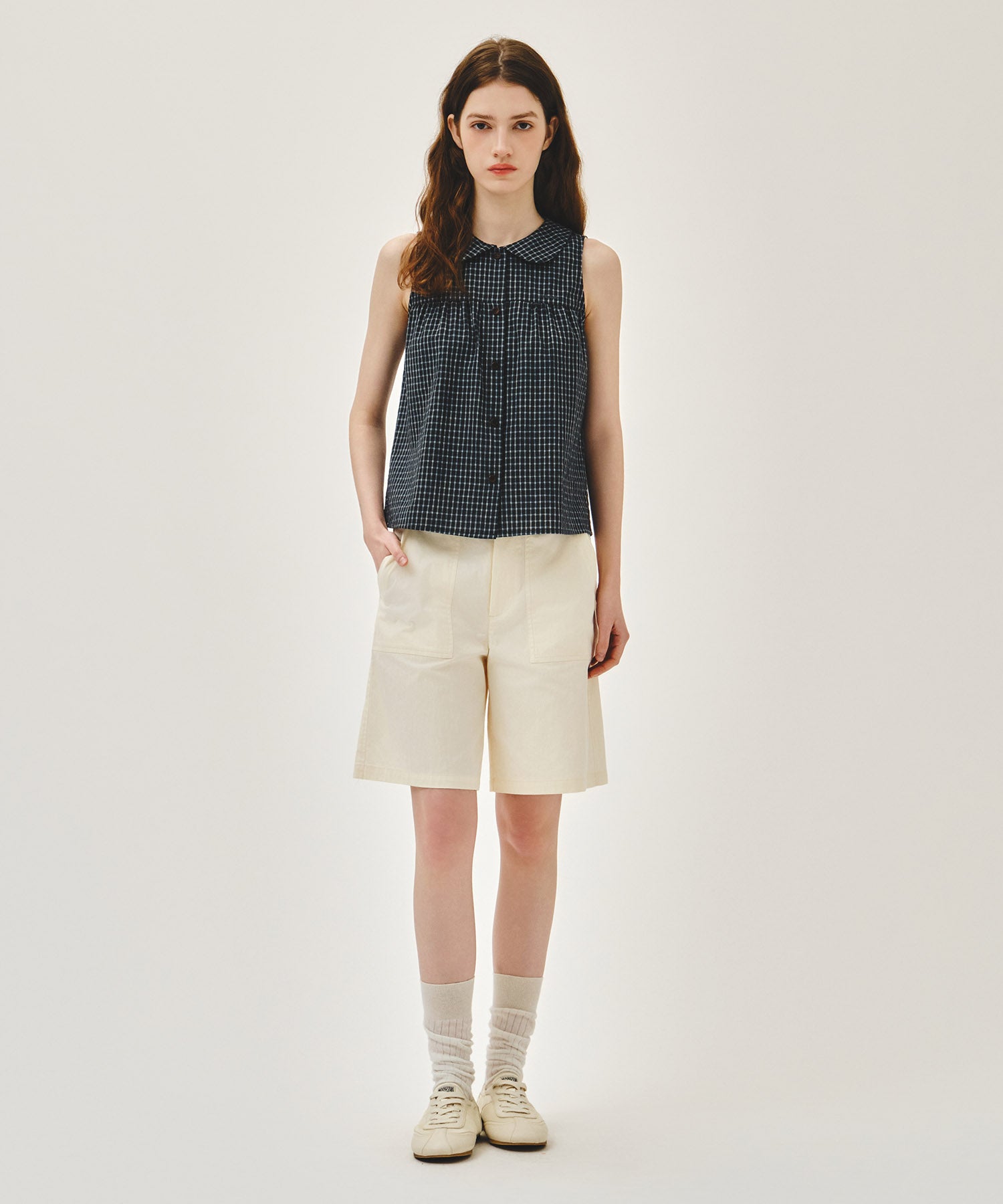Marithe & Francois Girbaud - Round Collar Sleeveless Blouse (Charcoal) product image 5 | TRAB K-Fashion Australia