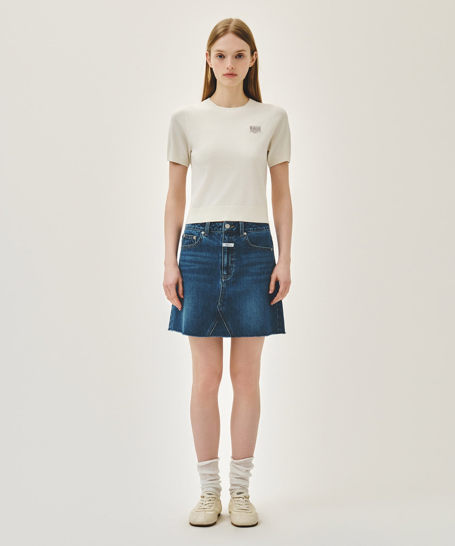 Marithe & Francois Girbaud - Small Classic Logo Half Knit Pullover (Ivory) product image 7 | TRAB K-Fashion Australia