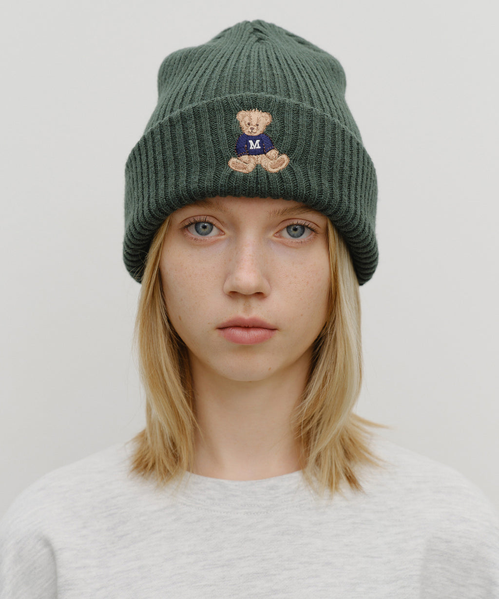 Marithe & Francois Girbaud - Doodle Bear Beanie (Dark Green) product image 5 | TRAB K-Fashion Australia